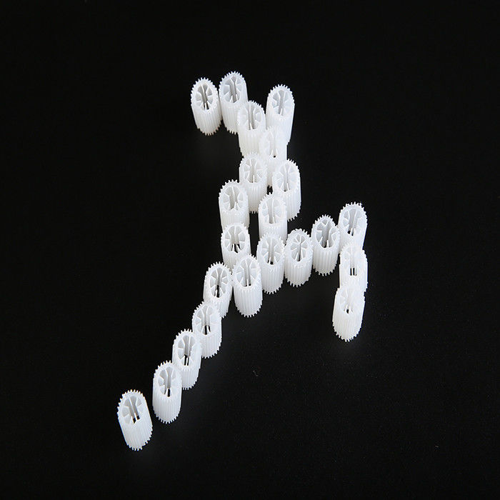 Virgin MBBR Bio Media de tamaño pesado 5*10 mm de color blanco virgen material HIPS de plástico Biocell